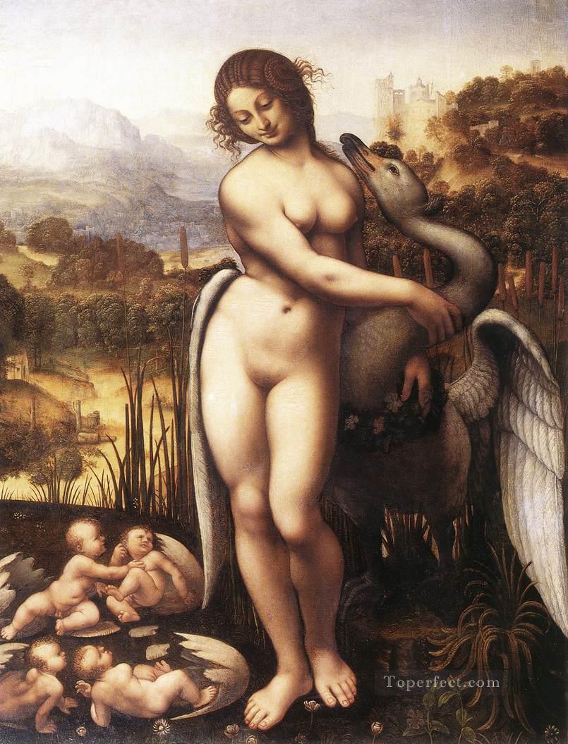 レダと白鳥 1505年 レオナルド・ダ・ヴィンチの鳥油絵